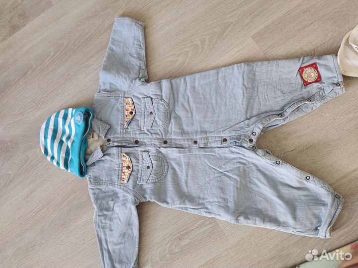 Утеплённый комбинезон+боди 74-80