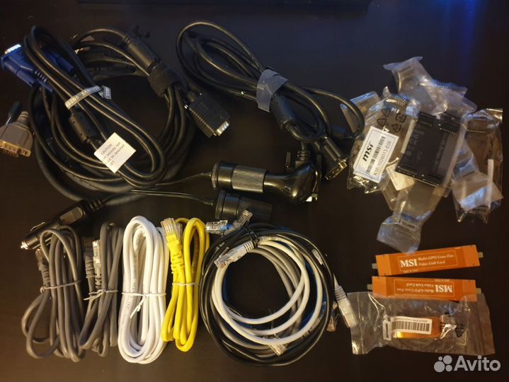 Кабели hdmi, DP-VGA, VGA, USB, Ethernet, SLI