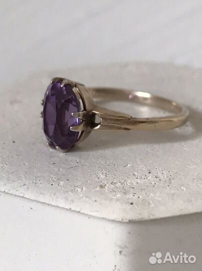 Серебряное кольцо с александритом, СССР, 875 проба