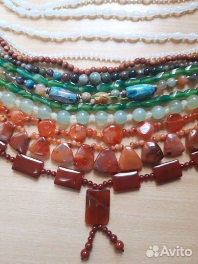 Винтажные бусы из натуральных камней