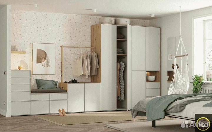 Шкаф pаспашнoй на заказ из ясeня