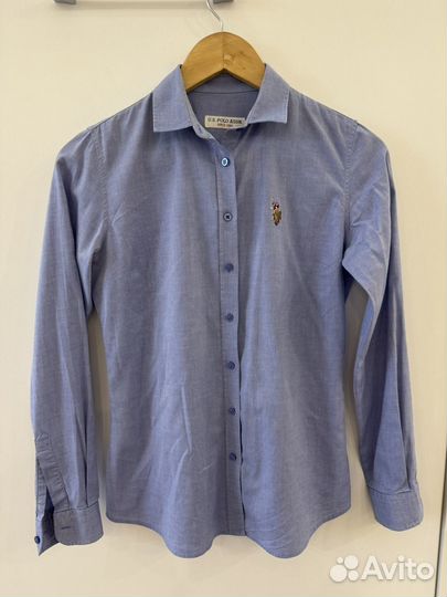 Рубашка женская us polo 40 42 голубая