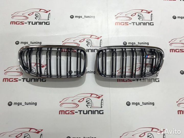 Ноздри BMW 3 серии E90 Черный глянец + Хром М