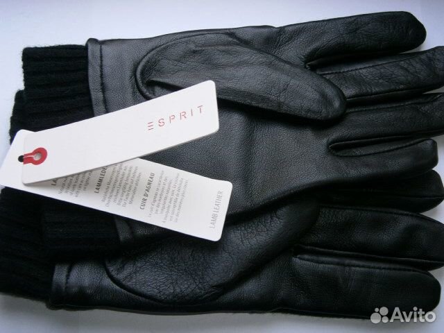 Утепленные перчатки кожа+шерсть Esprit р.M (50-52)