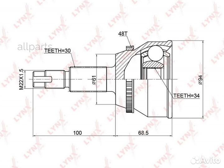 Lynxauto CO-3758A ШРУС наружный lexus RX330-400h 0