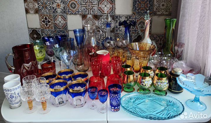 Цветной хрусталь, стекло. Вазы, фужеры и др. СССР