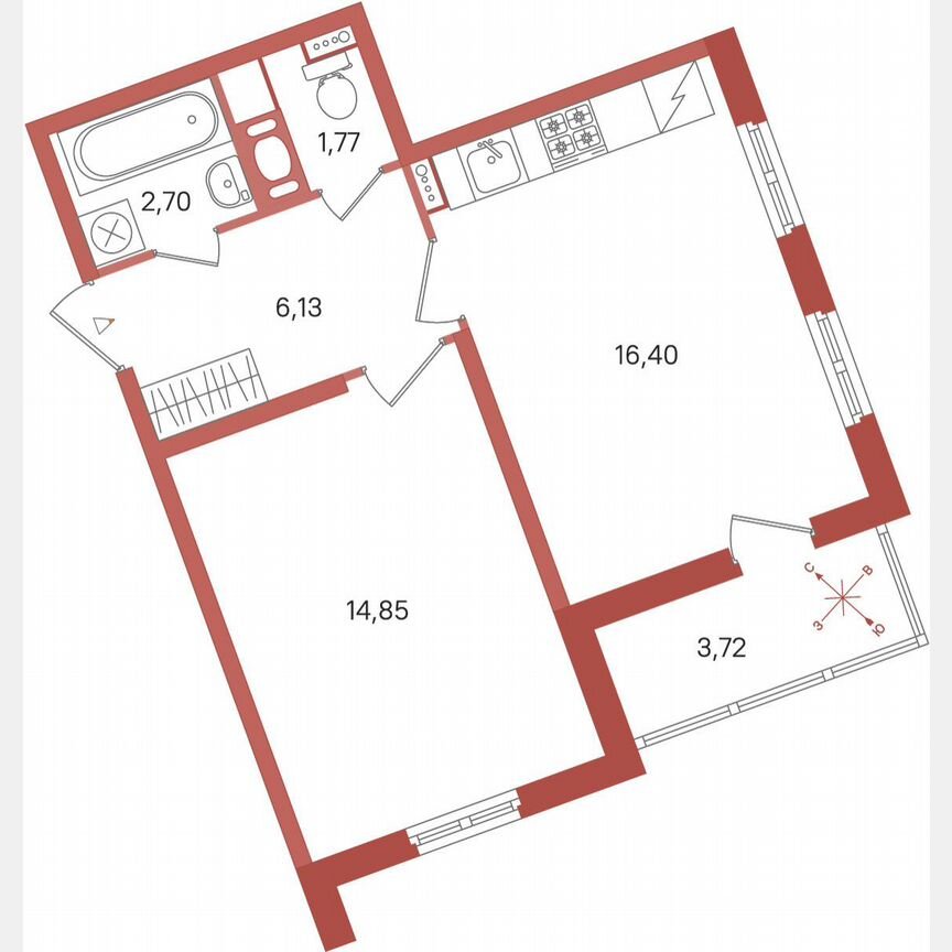 1-к. квартира, 43,7 м², 4/11 эт.