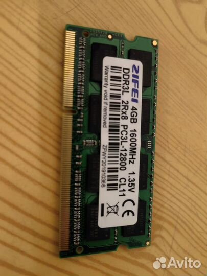 Оперативная память для ноутбука DDR3L 4 gb