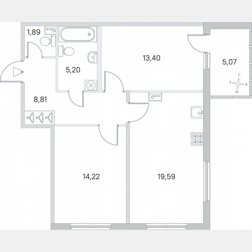 2-к. квартира, 65,7 м², 1/4 эт.
