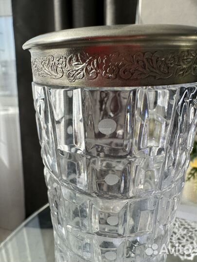 Хрустальная ваза с мельхиором