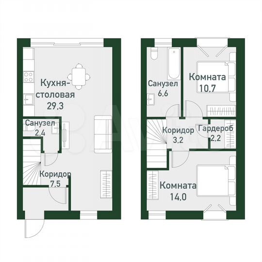 2-к. квартира, 77 м², 1/3 эт.