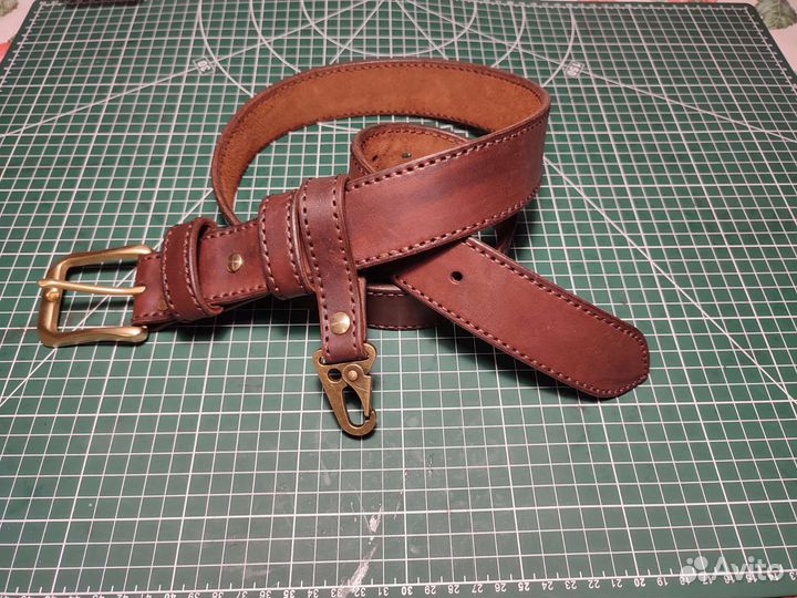 Кожаный ремень,мужской, ручной работы
