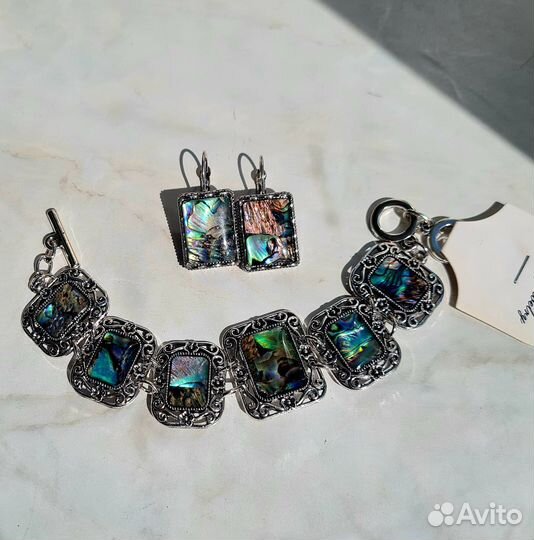 Серьги и Кулон, комплект бижутерии с гелиотисом