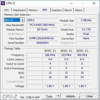 DDR2 2x2gb 800mhz 2Rank CL6-6-6-18 Hynix