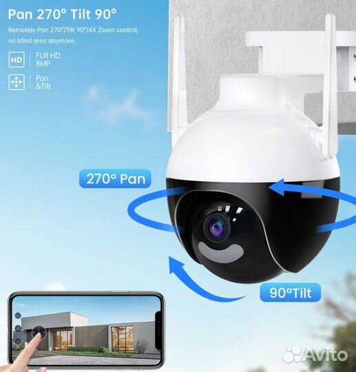 Уличная ip WiFi камера Besder Ptz2k,4Мп,поворотная