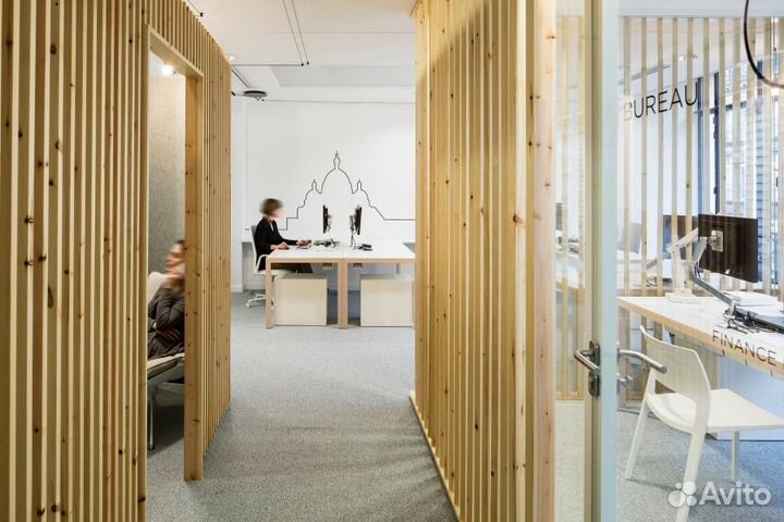 Реечная перегородка для зонирования офиса