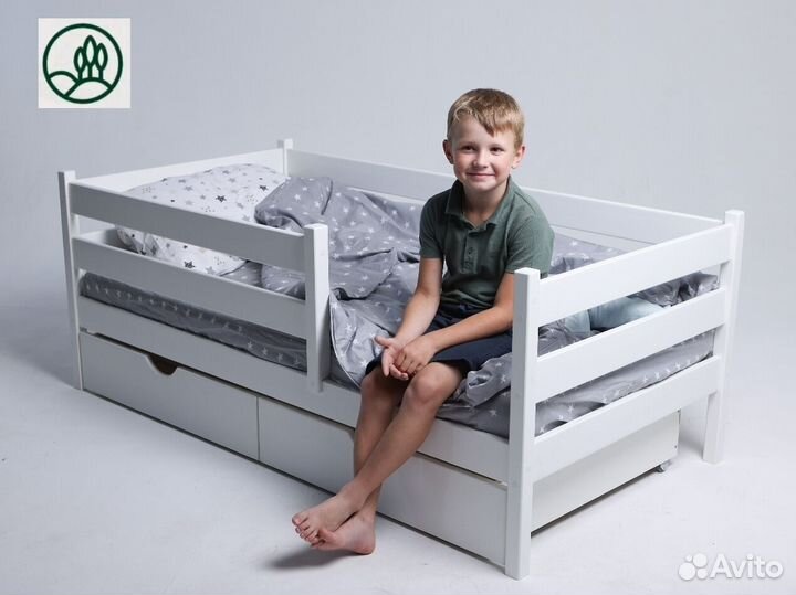 Односпальная детская кровать белая, от 3-х лет