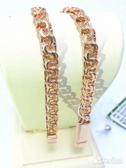 Золотой браслет Бисмарк из красного золота 585 про