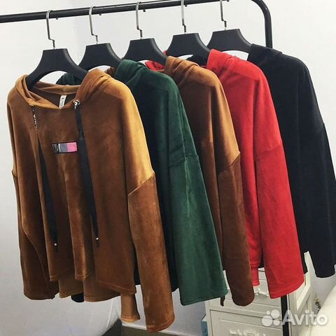 Бархатные худи oversize новые