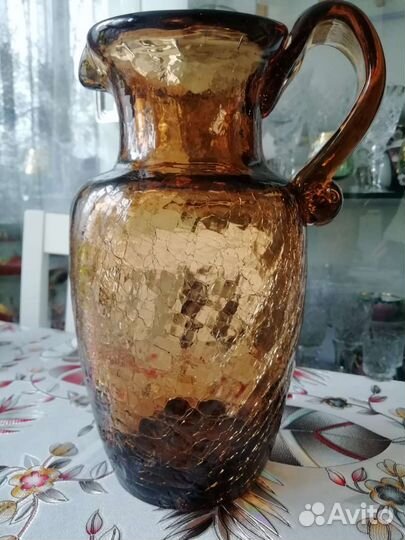 Кувшины цветное стекло кракле СССР лзхс