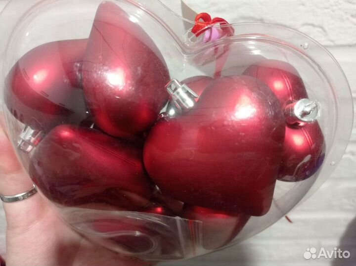 Новогодние шары в форме сердца IKEA новые 9 шт