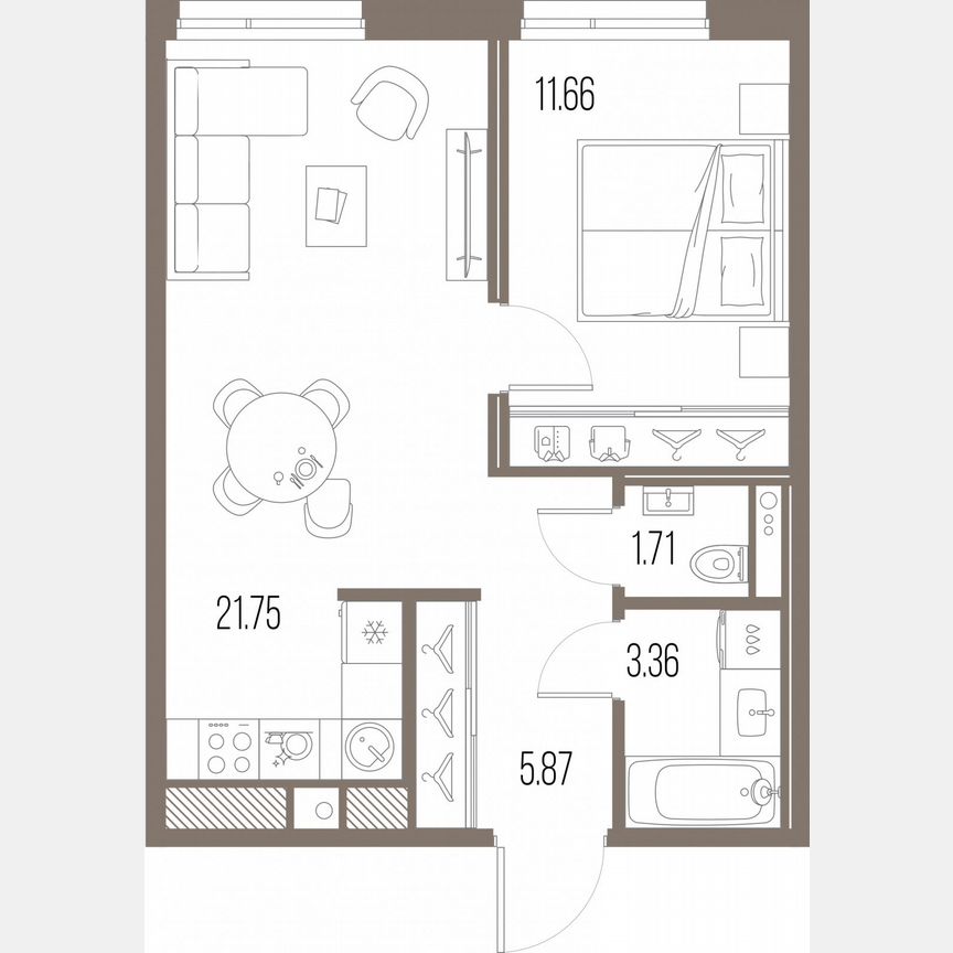 1-к. квартира, 44,4 м², 4/10 эт.