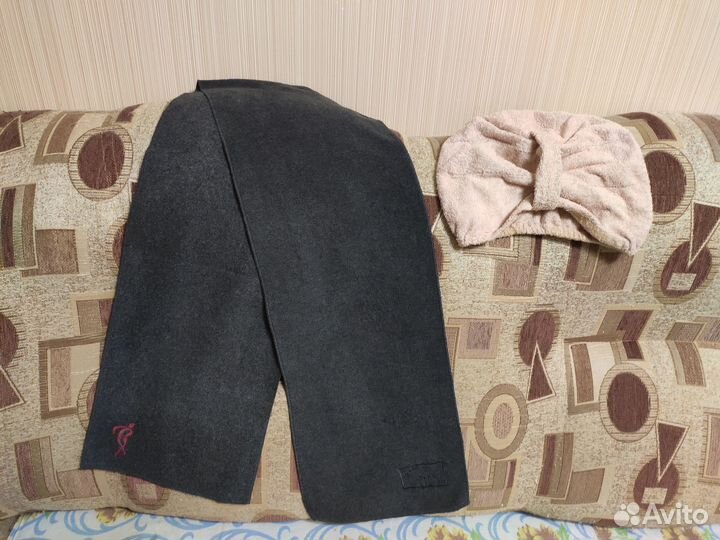 Шарф серый флисовый унисекс.Чалма после душа