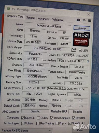 Amd rx580 8gb 2048SP