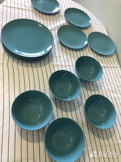 Сервиз тарелки икеа фэргрик IKEA fargrik синий