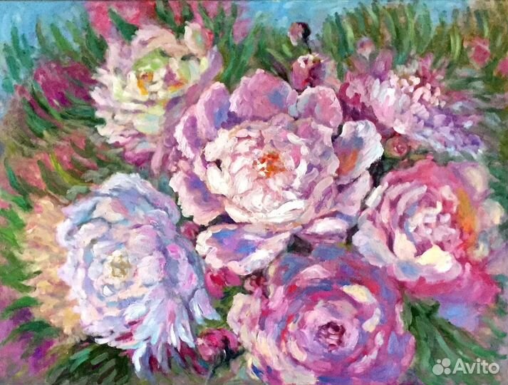 Картины маслом пионы большая