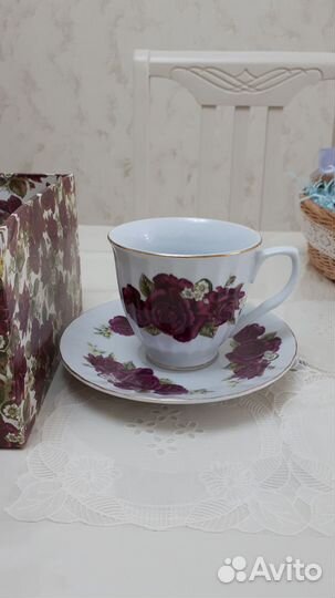 Подарочный набор кружек с блюдцами 2 шт