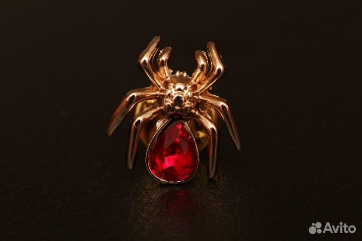 Брошка паук с камнем