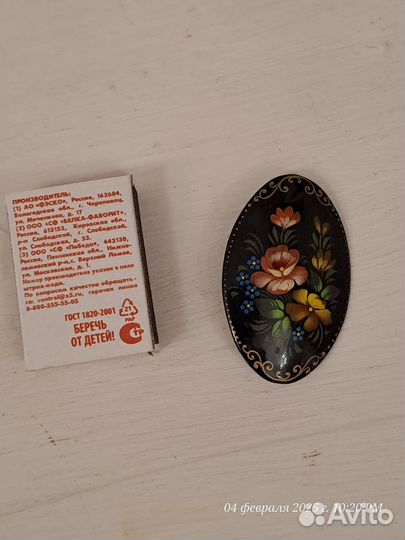 Брошь лаковая миниатюра, авторская