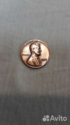 Монета ONE cent, сша, 1965г