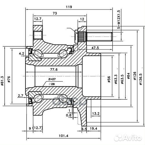 Zikmar Z89695R ступица колеса Z89695R Zikmar