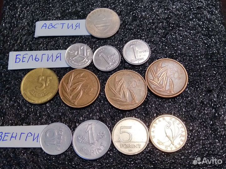 Монеты Австрии,Бельгии,Венгрии, Румынии, Швейцарии