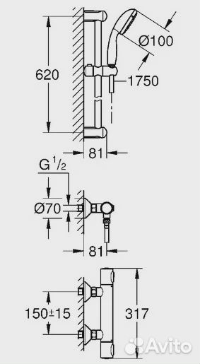 Термостат для душа Grohe Grohtherm 500 34796000
