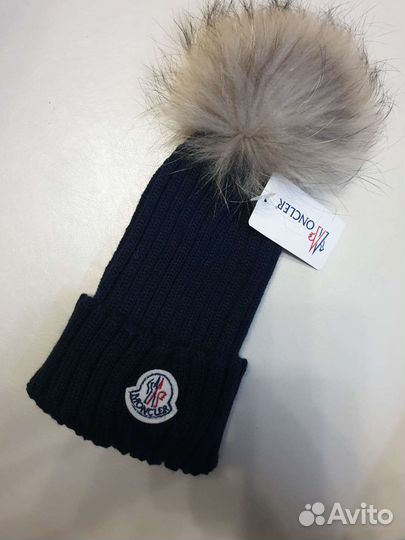 Шапка Moncler синяя, чёрная