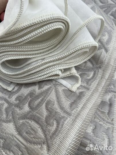 Комплект штор серый жаккард с однотонным тюлем