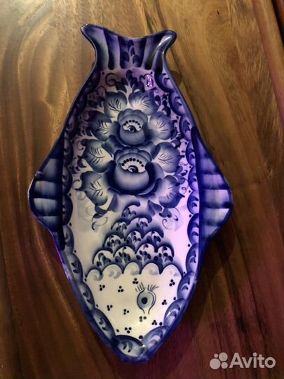 Блюдо для рыбы, Гжель