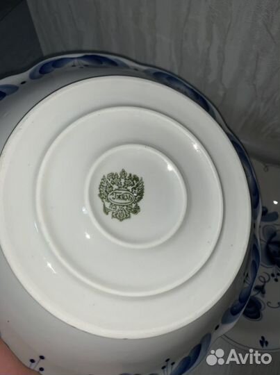 Гжель салатница тарелка 26см (цена за 1 шт)