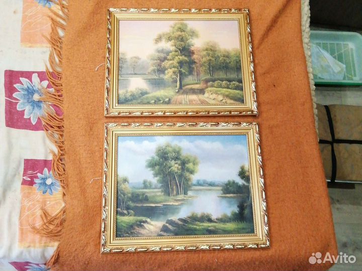 2 Картины на холсте 47,37см Отл сост