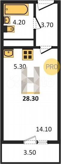 Квартира-студия, 28,3 м², 7/9 эт.