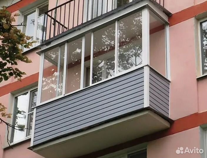 Остекление балкона 3200 на 1420 алюминиевое