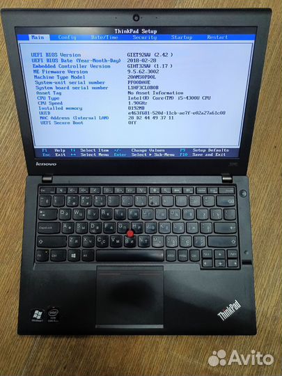 Ноутбук Lenovo ThinkPad x240 T540p T460 T470 T470s