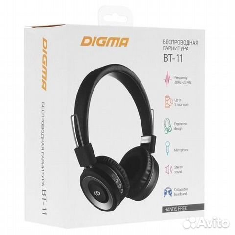 Беспроводные наушники Digma BT-11 черные