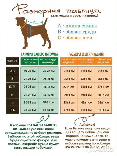 Одежда для собак малых и средних пород