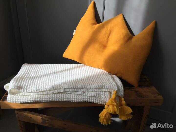 Плед детский хлопок/лён, ткань крупн. вафля, новый