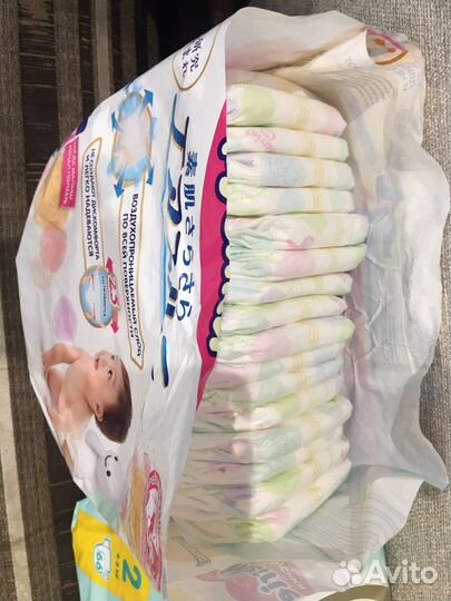 Подгузники merries 3 Pampers premium care 2