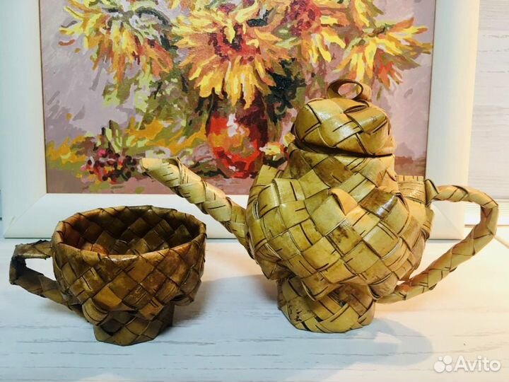 Набор декоративной посуды из бересты